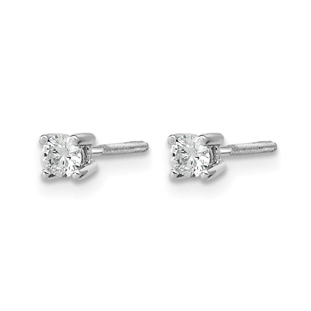 14k White Gold 1/5 ctw Certified Lab Grown Diamond VS/SI+ G+ Round 4 Prong Heavy Wt. Screwback Stud Earrings