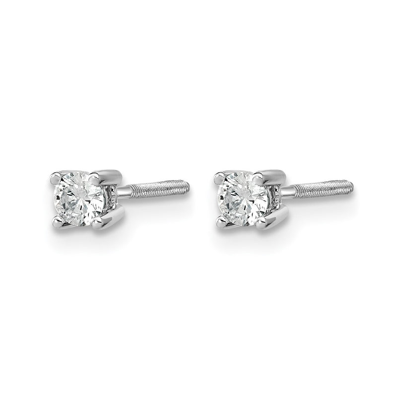 14K White Gold 1/5 Ctw Lab Grown Diamond Vs+ F+ Round 4 Prong Heavy Wt. Screwback Stud Earrings