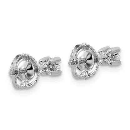 14K White Gold 1/5 Ctw Lab Grown Diamond Vs+ F+ Round 4 Prong Heavy Wt. Screwback Stud Earrings