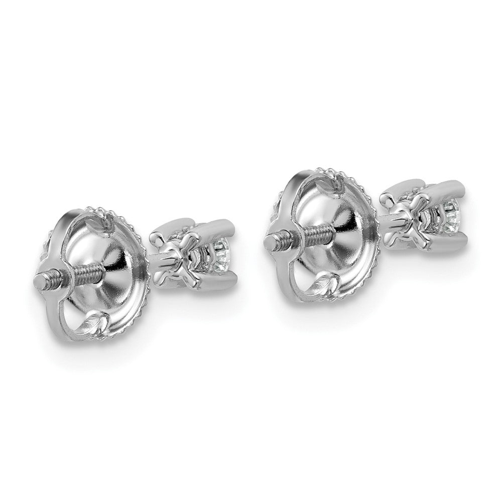 14k White Gold 1/5 ctw Certified Lab Grown Diamond VS/SI+ G+ Round 4 Prong Heavy Wt. Screwback Stud Earrings