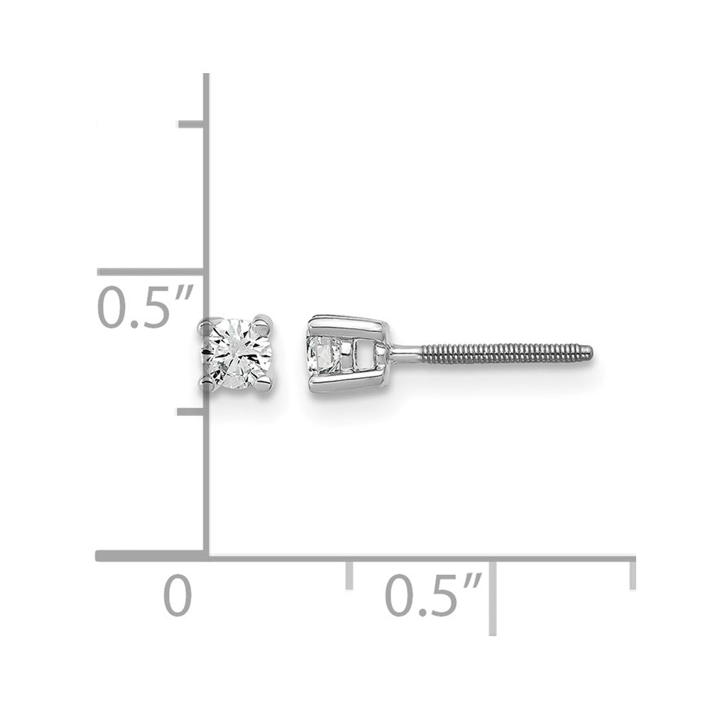14k White Gold 1/5 Ct. Lab Grown Diamond VS/SI+ G+ Round Four Prong Screwback Stud Post Earrings