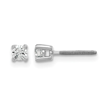 14K White Gold 1/5 Ctw Lab Grown Diamond Vs+ F+ Round 4 Prong Heavy Wt. Screwback Stud Earrings
