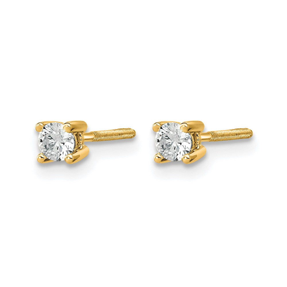 14k Yellow Gold 1/5 ctw Certified Lab Grown Diamond VS/SI+ G+ Round 4 Prong Heavy Wt. Screwback Stud Earrings