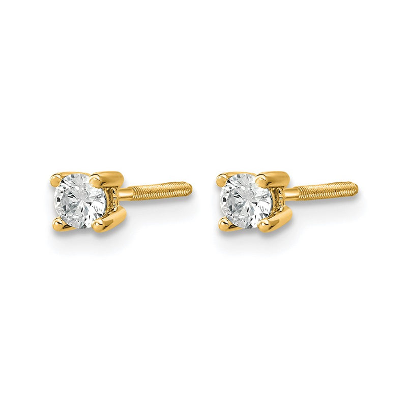 14k Yellow Gold 1/5 ctw Certified Lab Grown Diamond VS/SI+ G+ Round 4 Prong Heavy Wt. Screwback Stud Earrings
