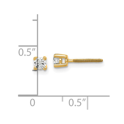 14k Yellow Gold 1/5 Ct. Lab Grown Diamond VS/SI+ G+ Round Four Prong Screwback Stud Post Earrings