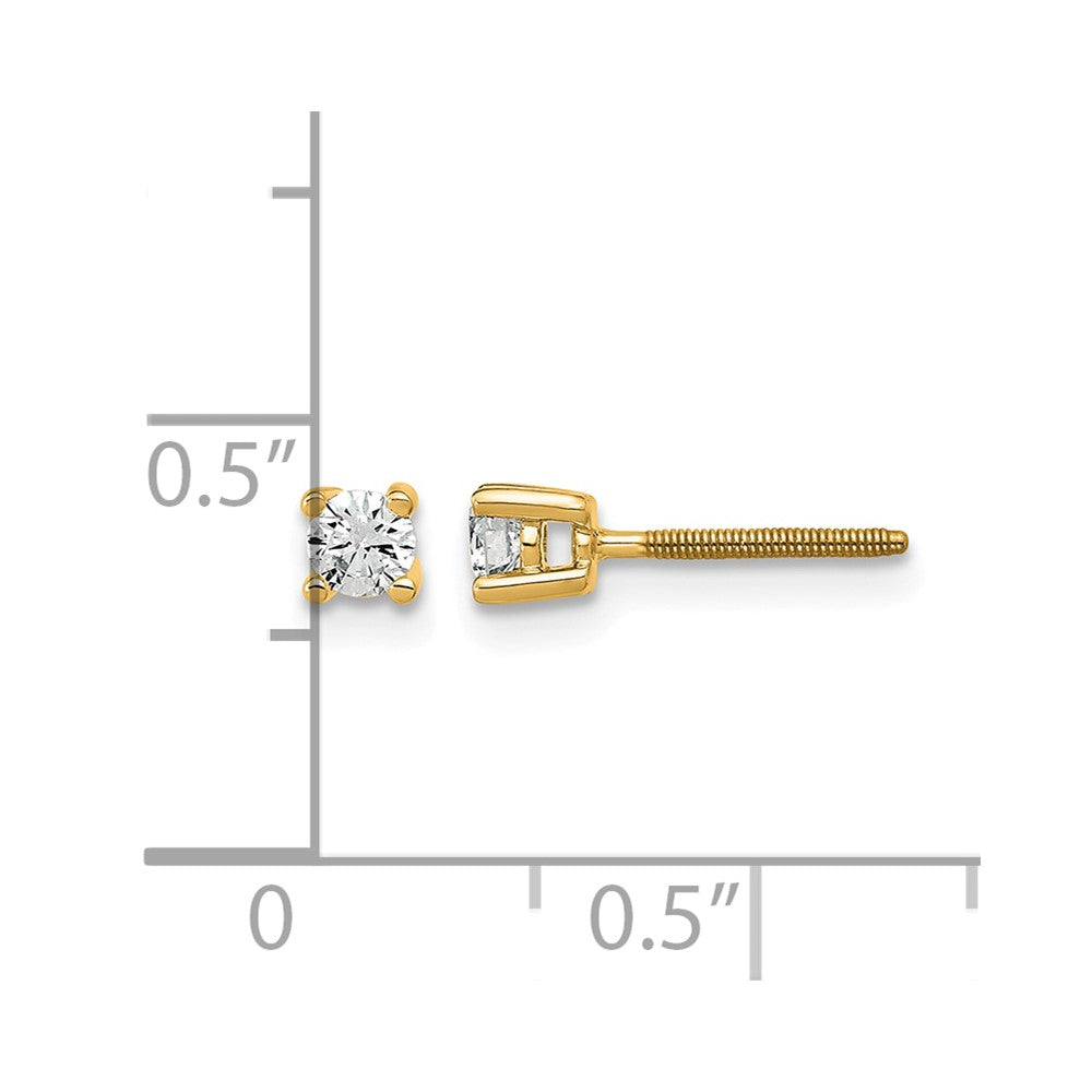 14k Yellow Gold 1/5 ctw Certified Lab Grown Diamond VS/SI+ G+ Round 4 Prong Heavy Wt. Screwback Stud Earrings