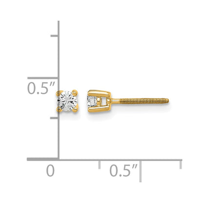 14k Yellow Gold 1/5 ctw Certified Lab Grown Diamond VS/SI+ G+ Round 4 Prong Heavy Wt. Screwback Stud Earrings
