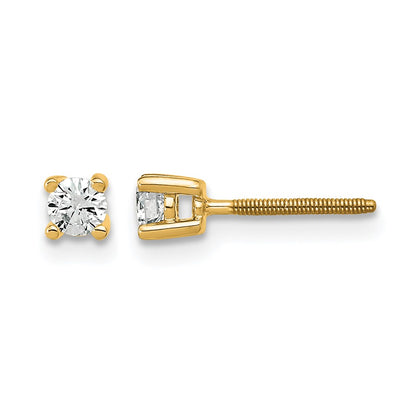 14K Yellow Gold 1/5 Ctw Certified Lab Grown Diamond Vs+ F+ Round 4 Prong Heavy Wt. Screwback Stud Earrings