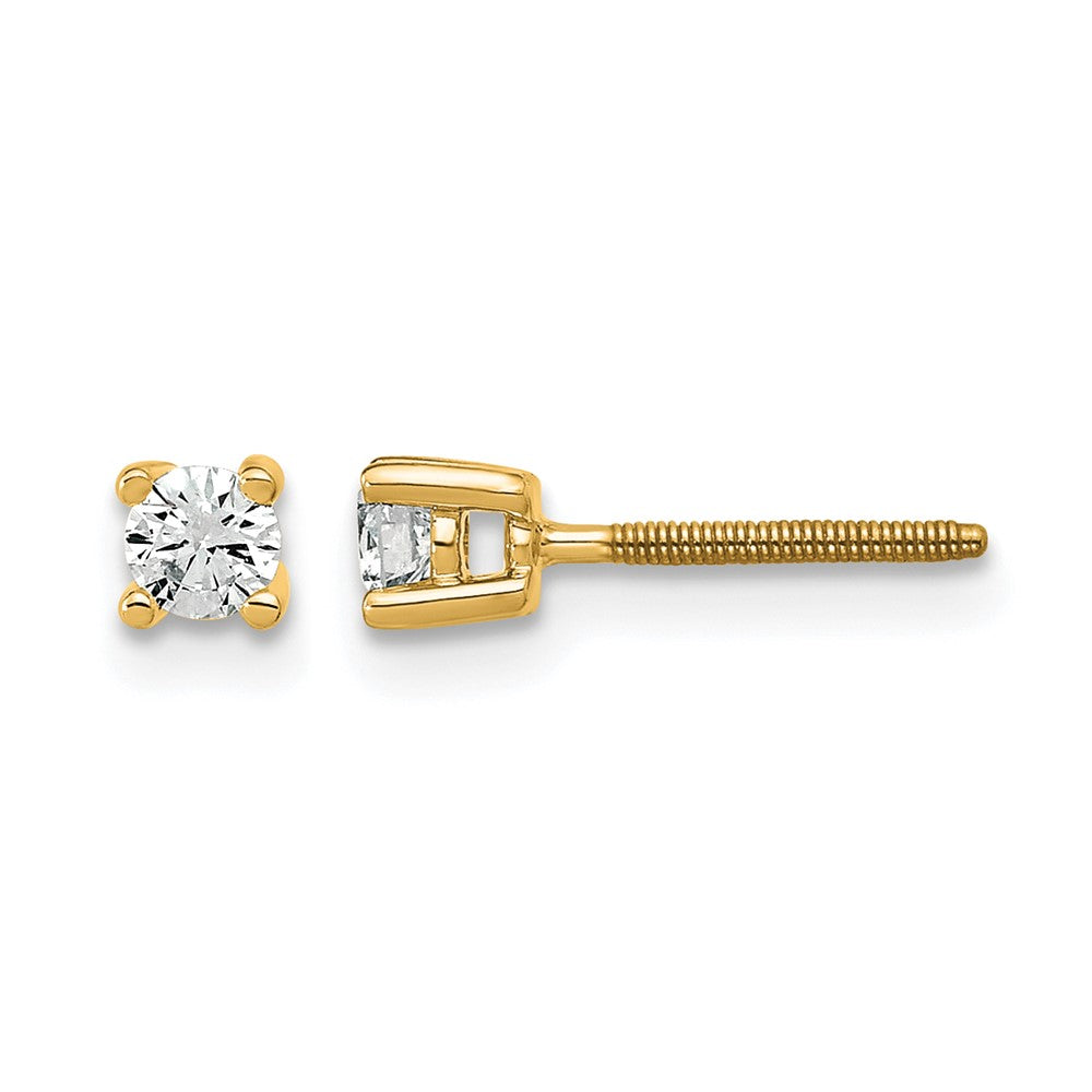 14k Yellow Gold 1/5 ctw Certified Lab Grown Diamond VS/SI+ G+ Round 4 Prong Heavy Wt. Screwback Stud Earrings