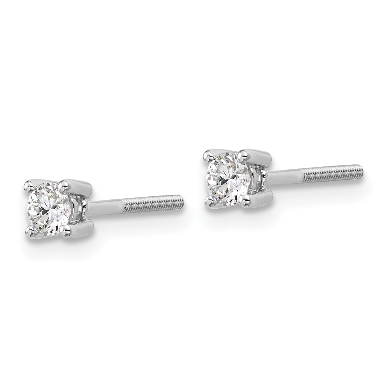 14K White Gold 1/4 Ctw Lab Grown Diamond Vs+ F+ Round 4 Prong Heavy Wt. Screwback Stud Earrings