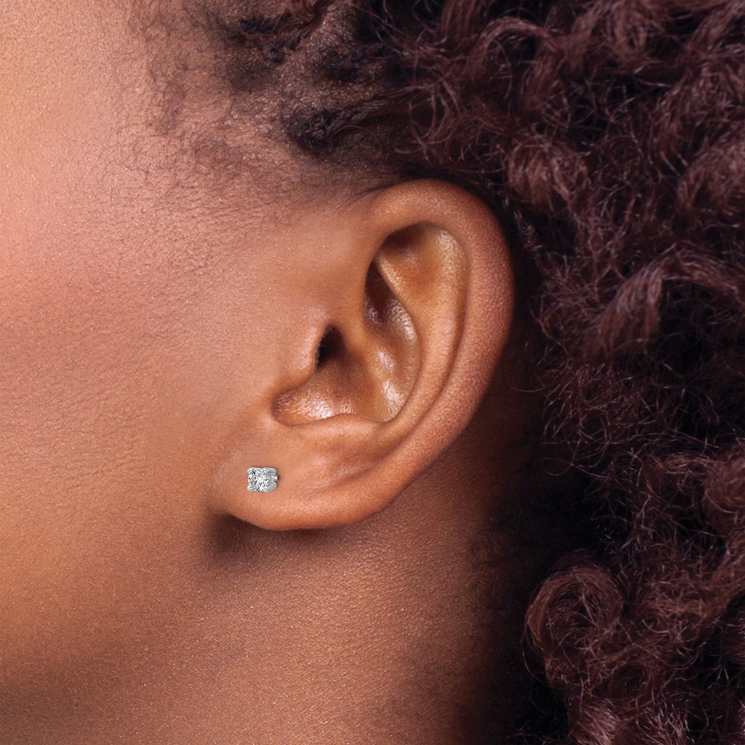 14K White Gold 1/4 Ctw Lab Grown Diamond Vs+ F+ Round 4 Prong Heavy Wt. Screwback Stud Earrings