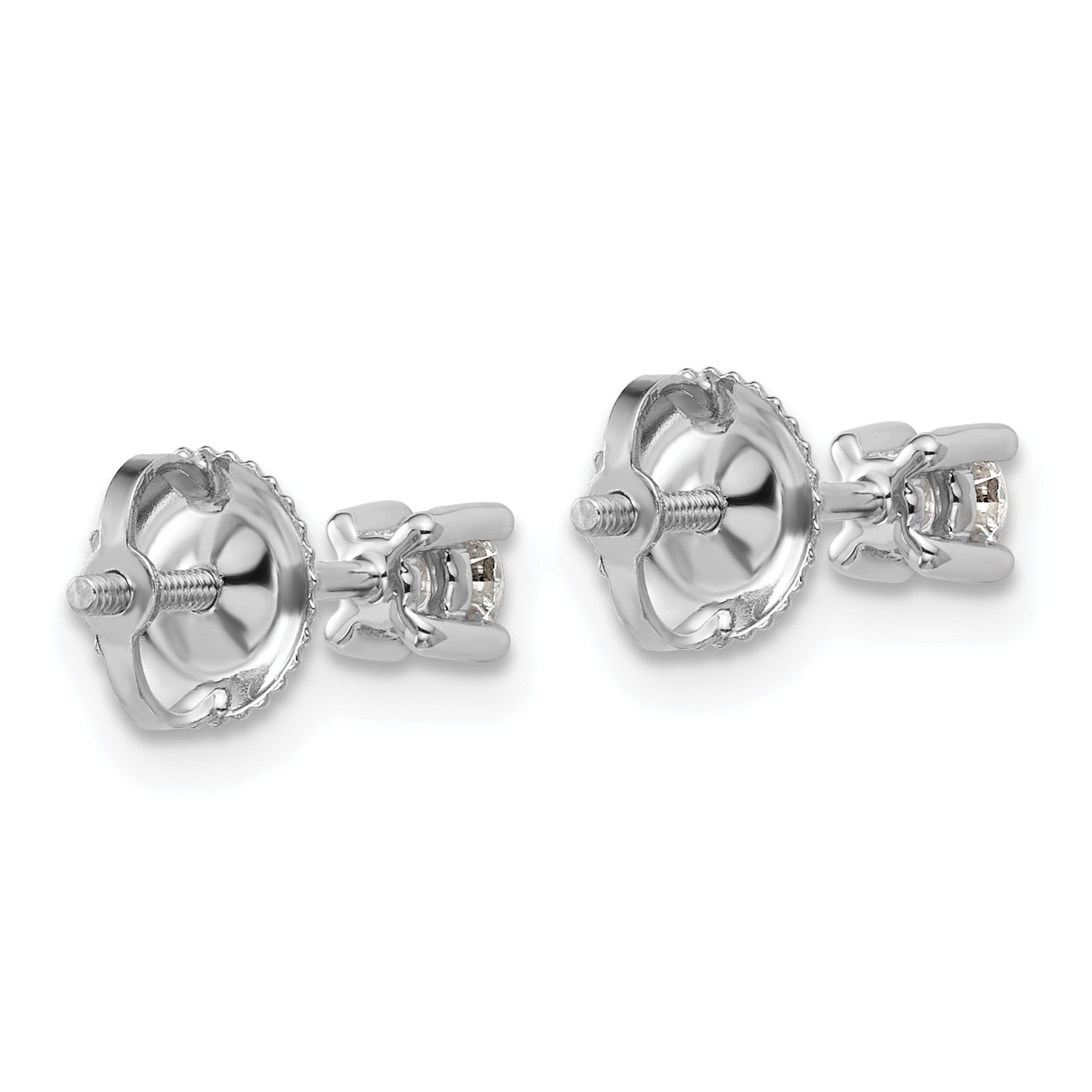 14K White Gold 1/4 Ctw Lab Grown Diamond Vs+ F+ Round 4 Prong Heavy Wt. Screwback Stud Earrings