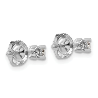 14K White Gold 1/4 Ctw Lab Grown Diamond Vs+ F+ Round 4 Prong Heavy Wt. Screwback Stud Earrings