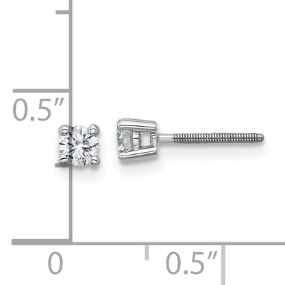 14K White Gold 1/4 Ctw Lab Grown Diamond Vs+ F+ Round 4 Prong Heavy Wt. Screwback Stud Earrings