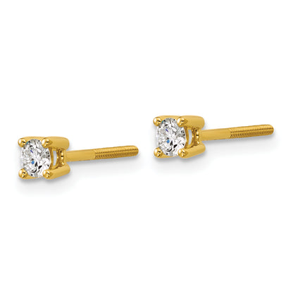 14K Yellow Gold 1/4 Ctw Lab Grown Diamond Vs+ F+ Round 4 Prong Heavy Wt. Screwback Stud Earrings