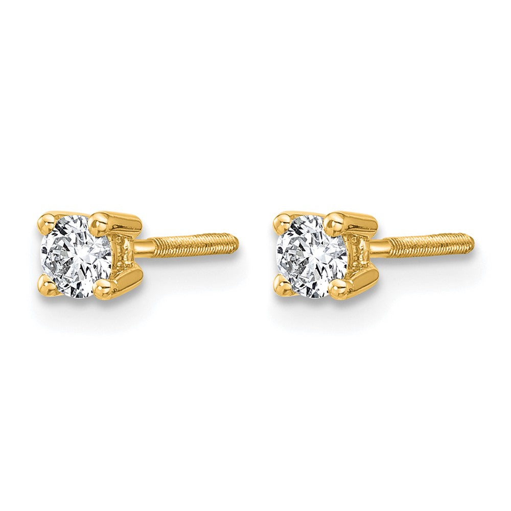 14K Yellow Gold 1/4 Ctw Lab Grown Diamond Vs+ F+ Round 4 Prong Heavy Wt. Screwback Stud Earrings