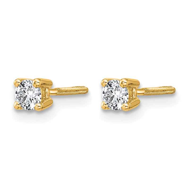 14K Yellow Gold 1/4 Ctw Lab Grown Diamond Vs+ F+ Round 4 Prong Heavy Wt. Screwback Stud Earrings