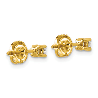 14K Yellow Gold 1/4 Ctw Certified Lab Grown Diamond Vs+ F+ Round 4 Prong Heavy Wt. Screwback Stud Earrings