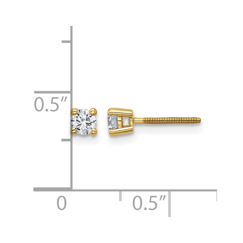14k Yellow Gold 1/4 ctw Lab Grown Diamond VS/SI+ G+ Round 4 Prong Heavy Wt. Screwback Stud Earrings