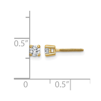 14k Yellow Gold 1/4 ctw Lab Grown Diamond VS/SI+ G+ Round 4 Prong Heavy Wt. Screwback Stud Earrings