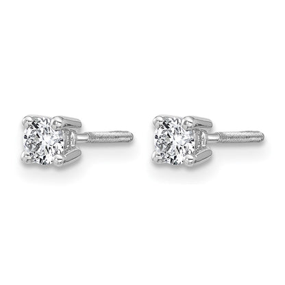 14k White Gold 1/3 ctw Certified Lab Grown Diamond VS/SI+ G+ Round 4 Prong Heavy Wt. Screwback Stud Earrings
