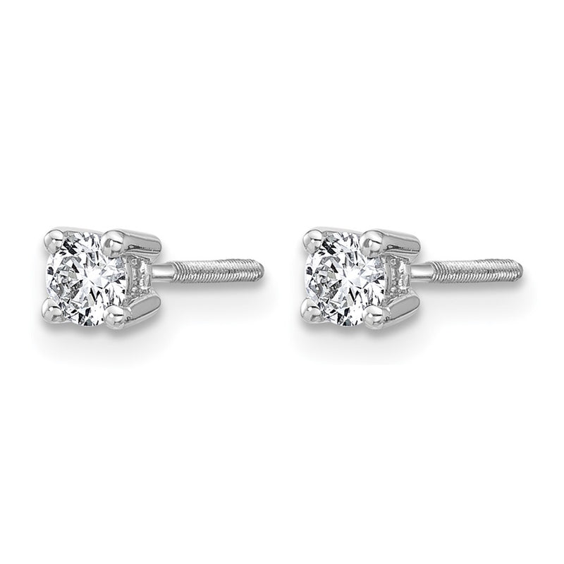 14k White Gold 1/3 ctw Certified Lab Grown Diamond VS/SI+ G+ Round 4 Prong Heavy Wt. Screwback Stud Earrings