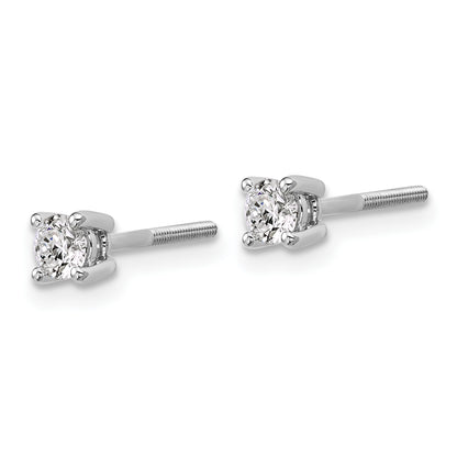 14K White Gold 1/3 Ctw Lab Grown Diamond Vs+ F+ Round 4 Prong Heavy Wt. Screwback Stud Earrings