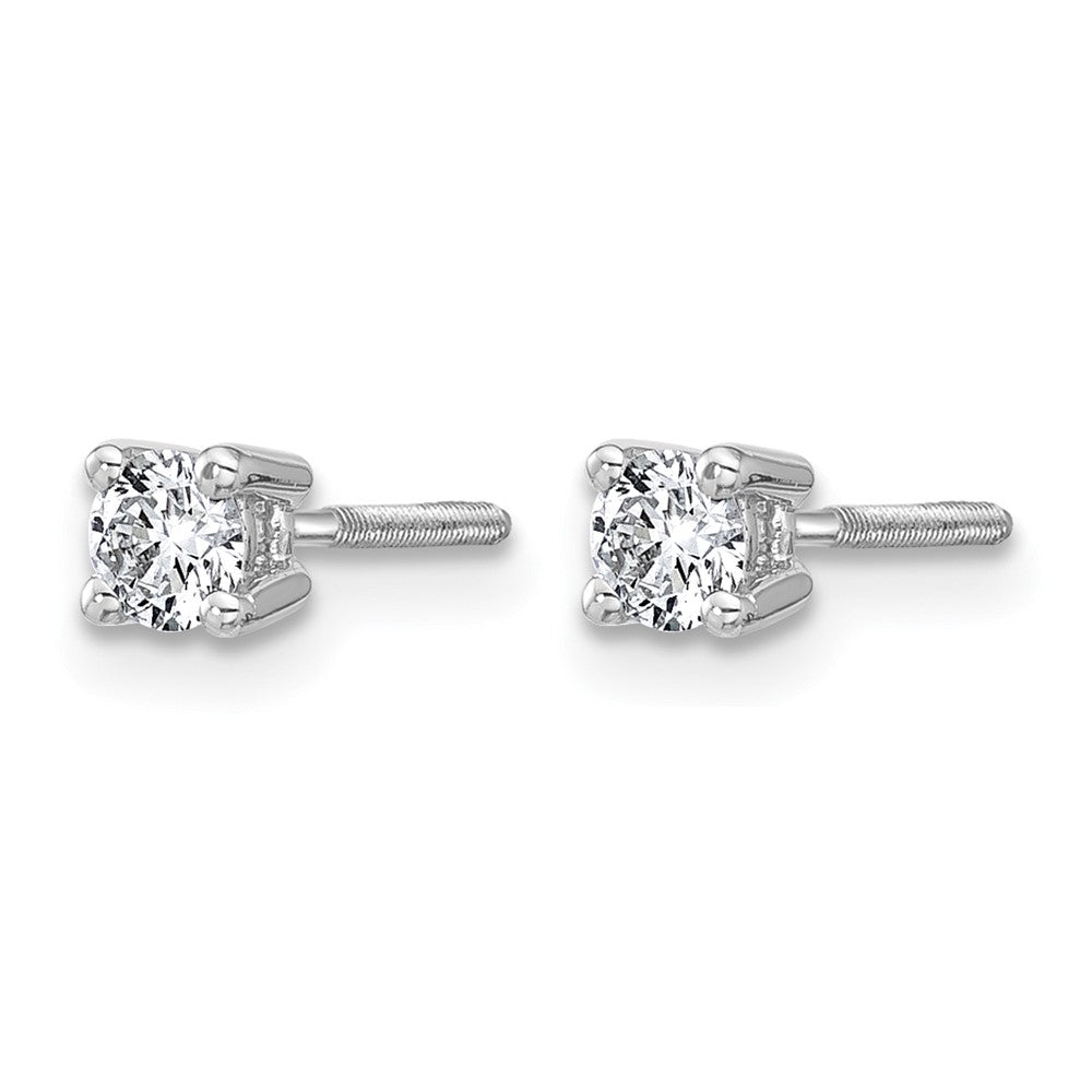 14K White Gold 1/3 Ctw Lab Grown Diamond Vs+ F+ Round 4 Prong Heavy Wt. Screwback Stud Earrings