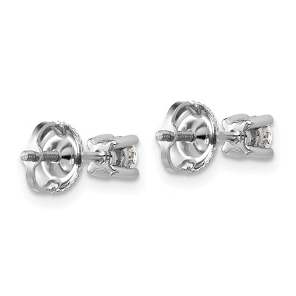 14K White Gold 1/3 Ctw Lab Grown Diamond Vs+ F+ Round 4 Prong Heavy Wt. Screwback Stud Earrings