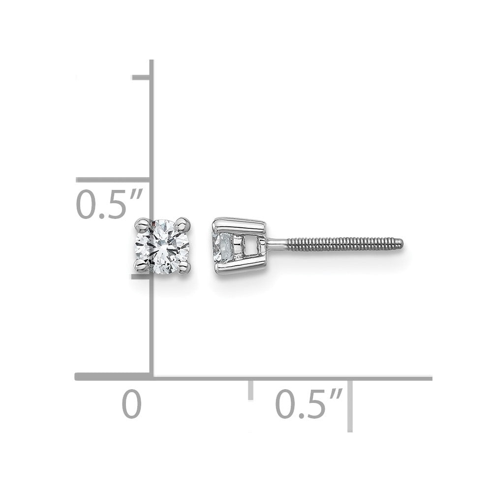 14K White Gold 1/3 Ctw Lab Grown Diamond Vs+ F+ Round 4 Prong Heavy Wt. Screwback Stud Earrings