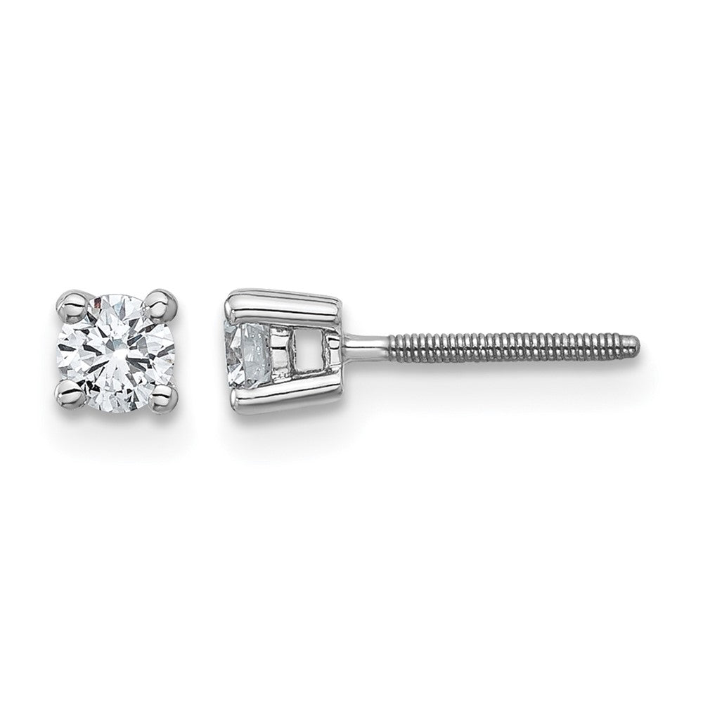 14k White Gold 1/3 ctw Certified Lab Grown Diamond VS/SI+ G+ Round 4 Prong Heavy Wt. Screwback Stud Earrings