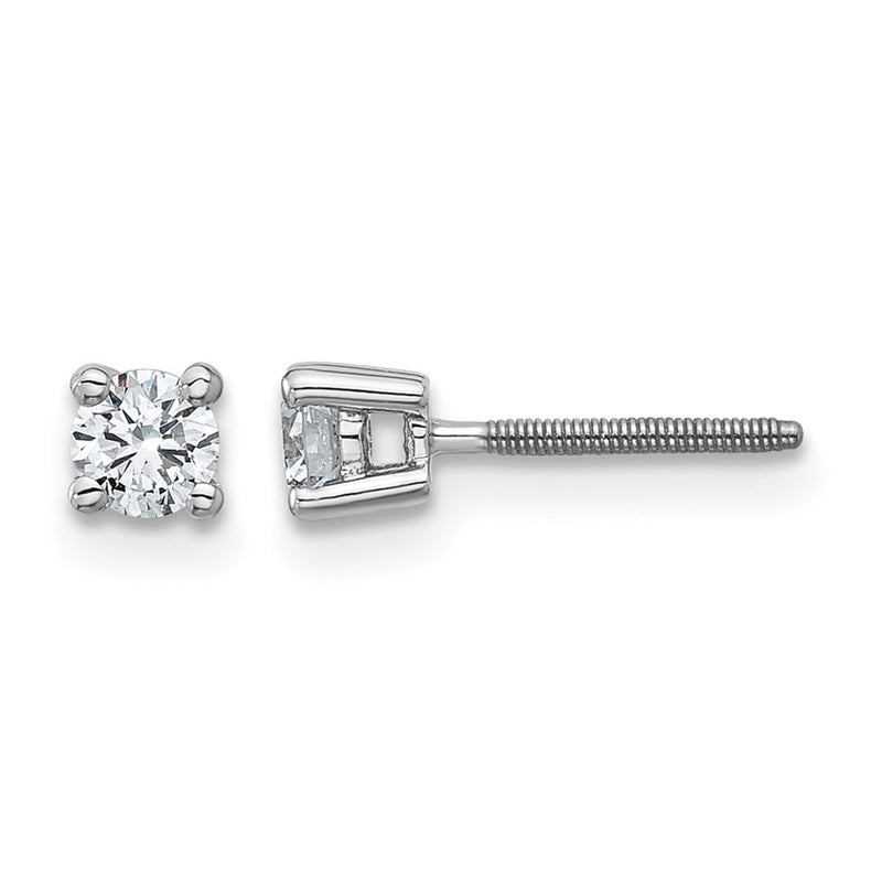 14k White Gold 1/3 ctw Certified Lab Grown Diamond VS/SI+ G+ Round 4 Prong Heavy Wt. Screwback Stud Earrings