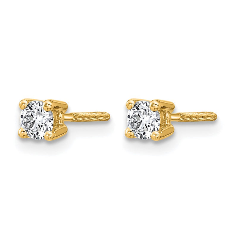 14k Yellow Gold 1/3 ctw Lab Grown Diamond VS/SI+ G+ Round 4 Prong Heavy Wt. Screwback Stud Earrings