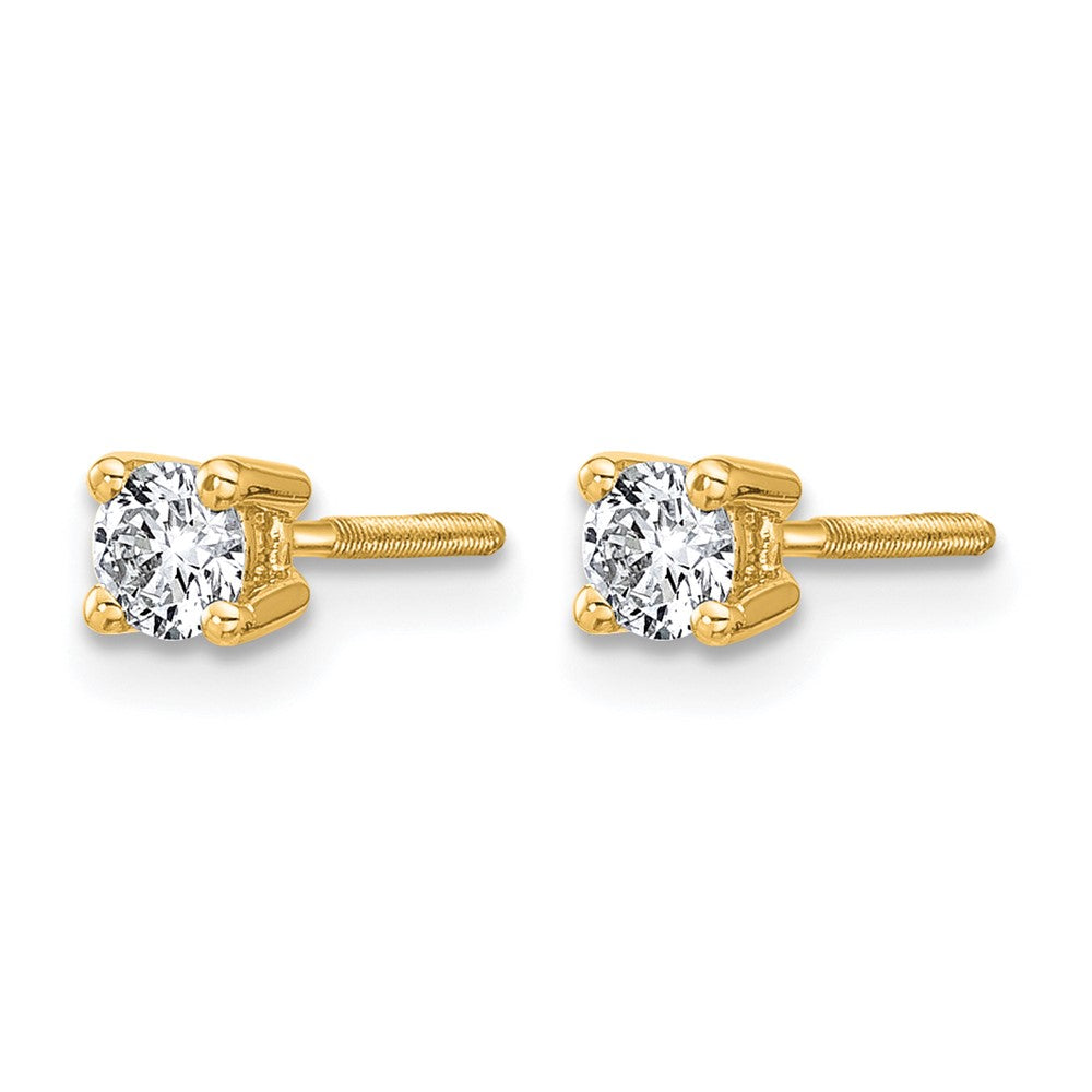 14k Yellow Gold 1/3 ctw Certified Lab Grown Diamond VS/SI+ G+ Round 4 Prong Heavy Wt. Screwback Stud Earrings
