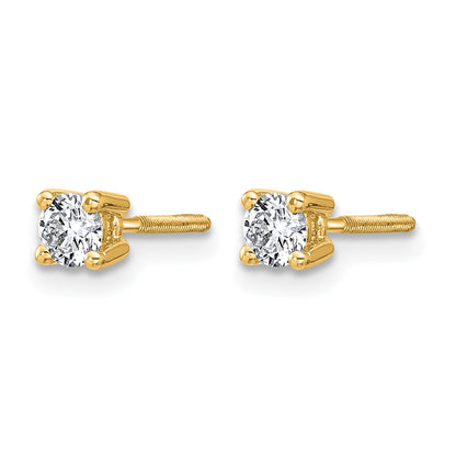 14k Yellow Gold 1/3 ctw Certified Lab Grown Diamond VS/SI+ G+ Round 4 Prong Heavy Wt. Screwback Stud Earrings