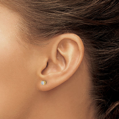 14k Yellow Gold 1/3 ctw Lab Grown Diamond VS/SI+ G+ Round 4 Prong Heavy Wt. Screwback Stud Earrings