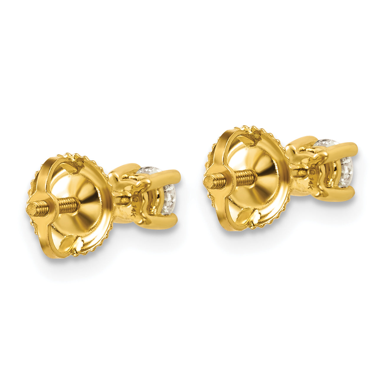 14k Yellow Gold 1/3 ctw Lab Grown Diamond VS/SI+ G+ Round 4 Prong Heavy Wt. Screwback Stud Earrings