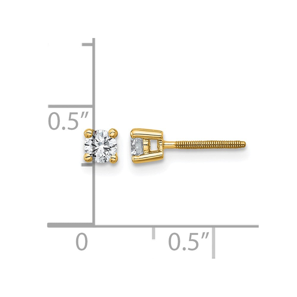 14k Yellow Gold 1/3 ctw Certified Lab Grown Diamond VS/SI+ G+ Round 4 Prong Heavy Wt. Screwback Stud Earrings