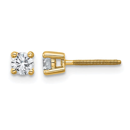 14k Yellow Gold 1/3 ctw Certified Lab Grown Diamond VS/SI+ G+ Round 4 Prong Heavy Wt. Screwback Stud Earrings