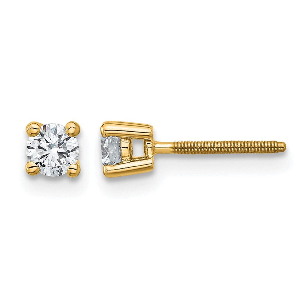 14K Yellow Gold 1/3 Ctw Certified Lab Grown Diamond Vs+ F+ Round 4 Prong Heavy Wt. Screwback Stud Earrings