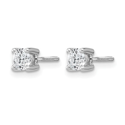 14k White Gold 1/2 Ct. Certified Lab Grown Diamond VS/SI+ G+ Round Four Prong Screwback Stud Post Earrings