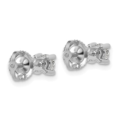 14k White Gold 1/2 Ct. Lab Grown Diamond VS/SI+ G+ Round Four Prong Screwback Stud Post Earrings