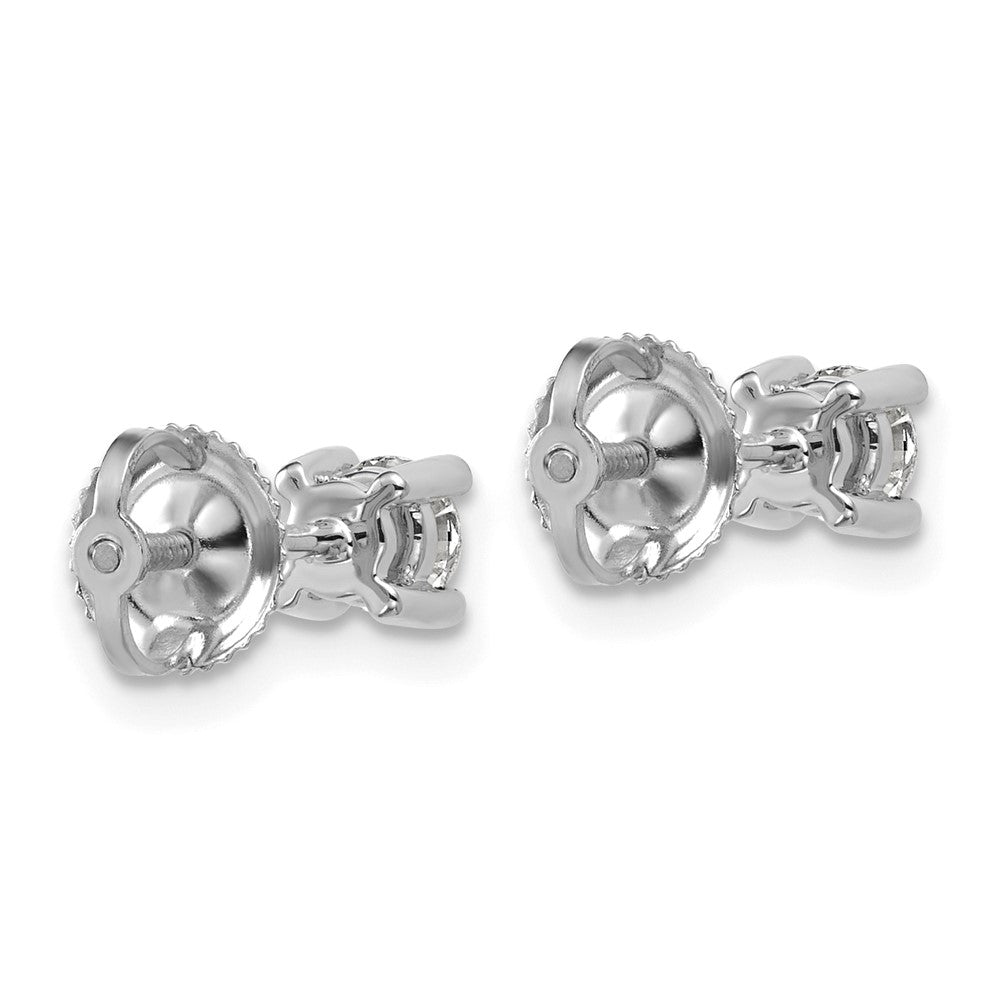 14k White Gold 1/2 Ct. Certified Lab Grown Diamond VS/SI+ G+ Round Four Prong Screwback Stud Post Earrings
