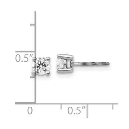 14k White Gold 1/2 Ct. Certified Lab Grown Diamond VS/SI+ G+ Round Four Prong Screwback Stud Post Earrings