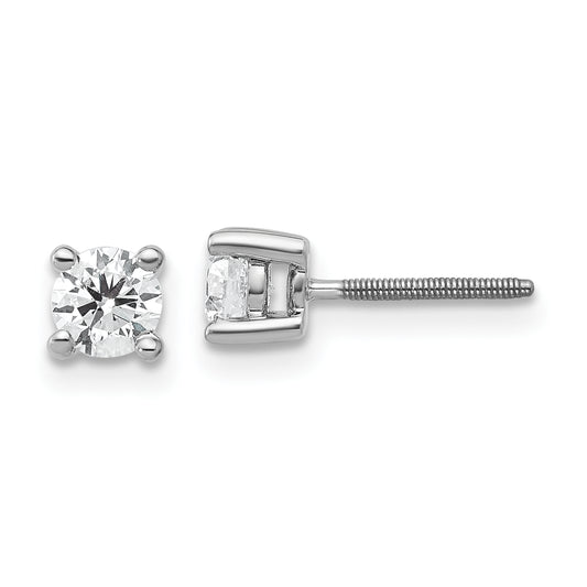 14k White Gold 1/2 ctw Lab Grown Diamond VS/SI+ G+ Round 4 Prong Heavy Wt. Screwback Stud Earrings
