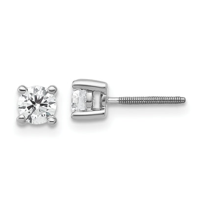 14K White Gold 1/2 Ctw Certified Lab Grown Diamond Vs+ F+ Round 4 Prong Heavy Wt. Screwback Stud Earrings