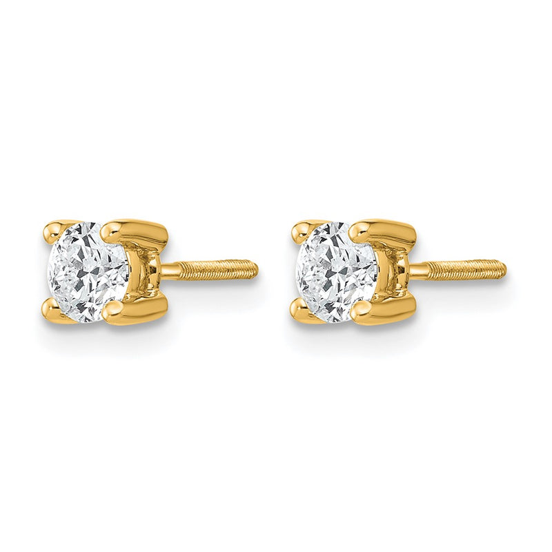 14k Yellow Gold 1/2 ctw Lab Grown Diamond VS/SI+ G+ Round 4 Prong Heavy Wt. Screwback Stud Earrings