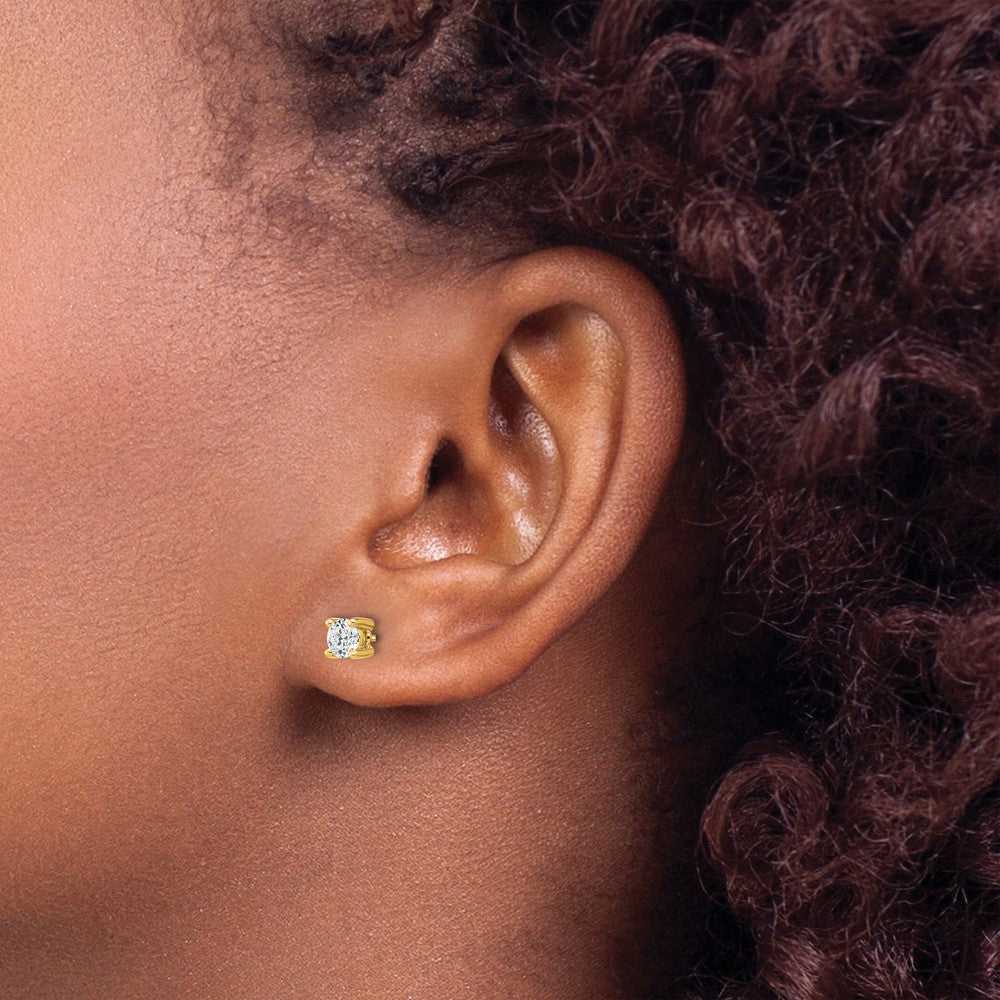 14K Yellow Gold 1/2 Ctw Lab Grown Diamond Vs+ F+ Round 4 Prong Heavy Wt. Screwback Stud Earrings