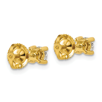 14K Yellow Gold 1/2 Ctw Certified Lab Grown Diamond Vs+ F+ Round 4 Prong Heavy Wt. Screwback Stud Earrings