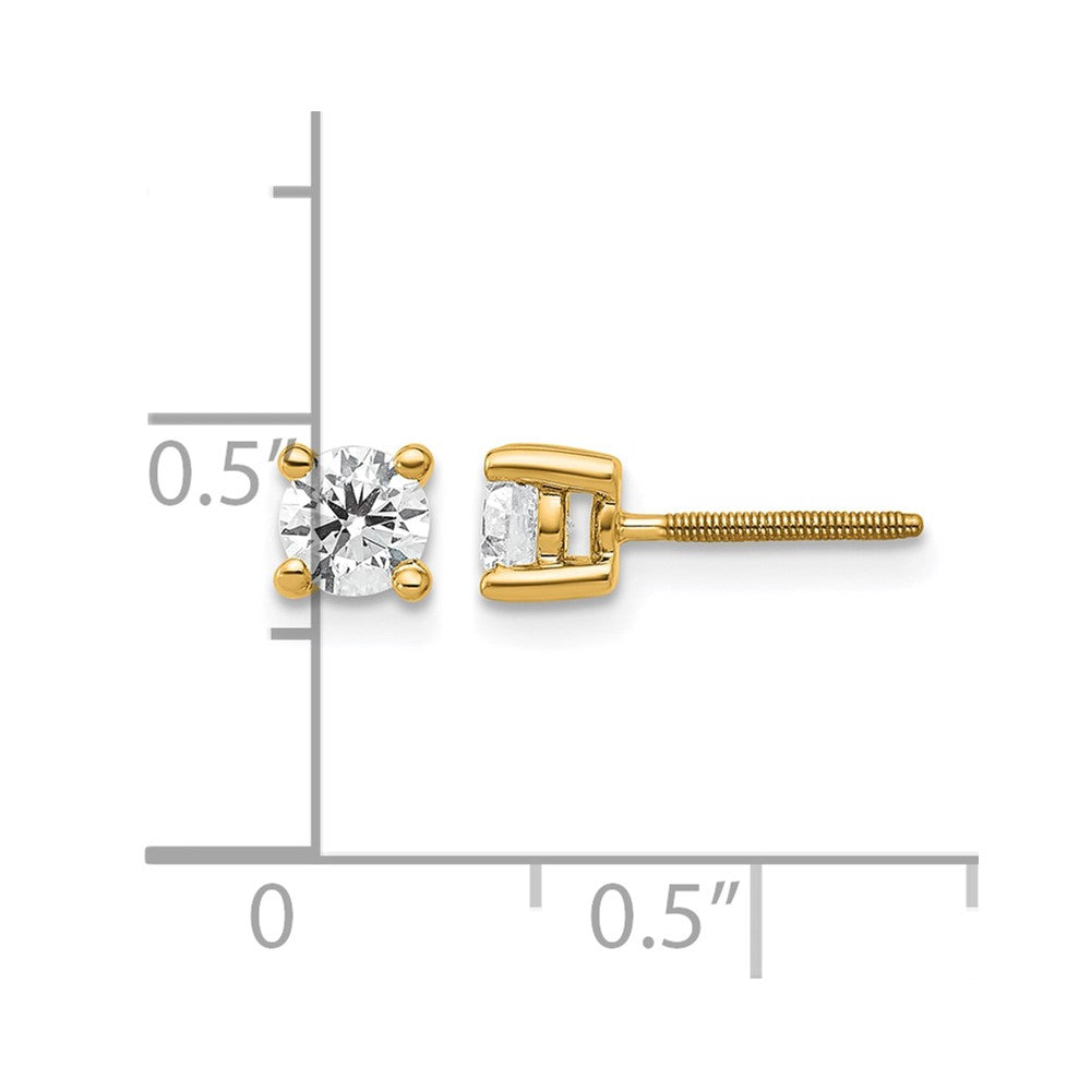 14K Yellow Gold 1/2 Ctw Certified Lab Grown Diamond Vs+ F+ Round 4 Prong Heavy Wt. Screwback Stud Earrings